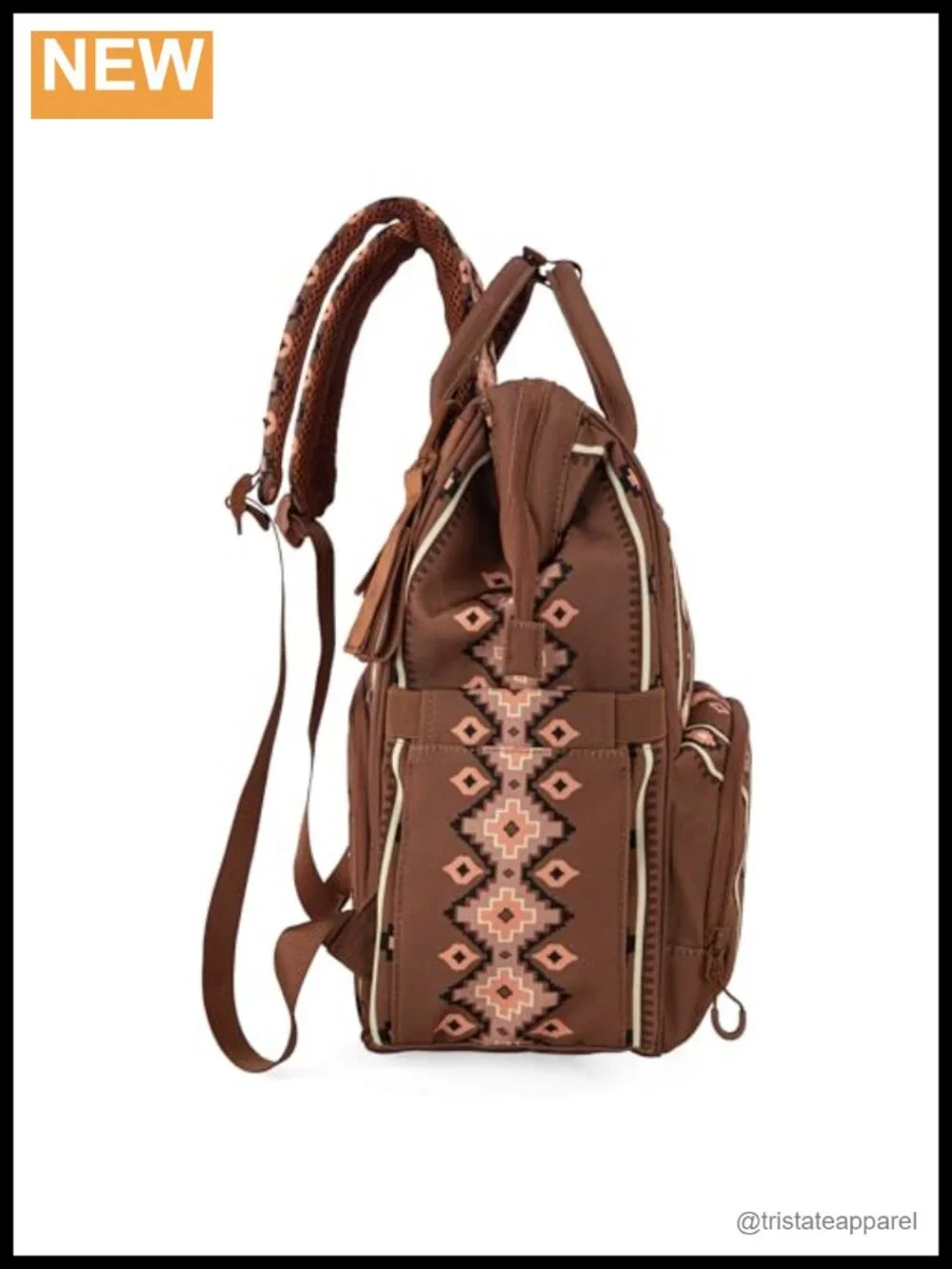 Aztec Backpack Diaper Bag with Stroller Strap and Insulated Pockets